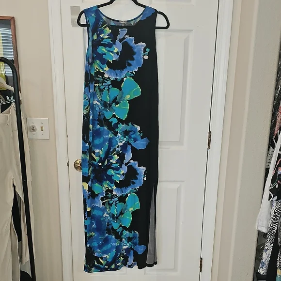 Neiman Marcus | Dresses | Neiman Marcus Black And Blue Sheath Maxi Dress |  Poshmark